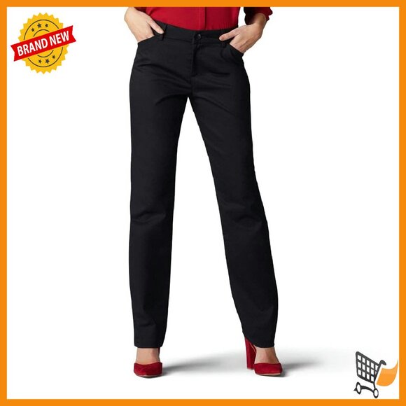 Petite Wrinkle-Free Relaxed Fit Straight Leg Pants Size 10